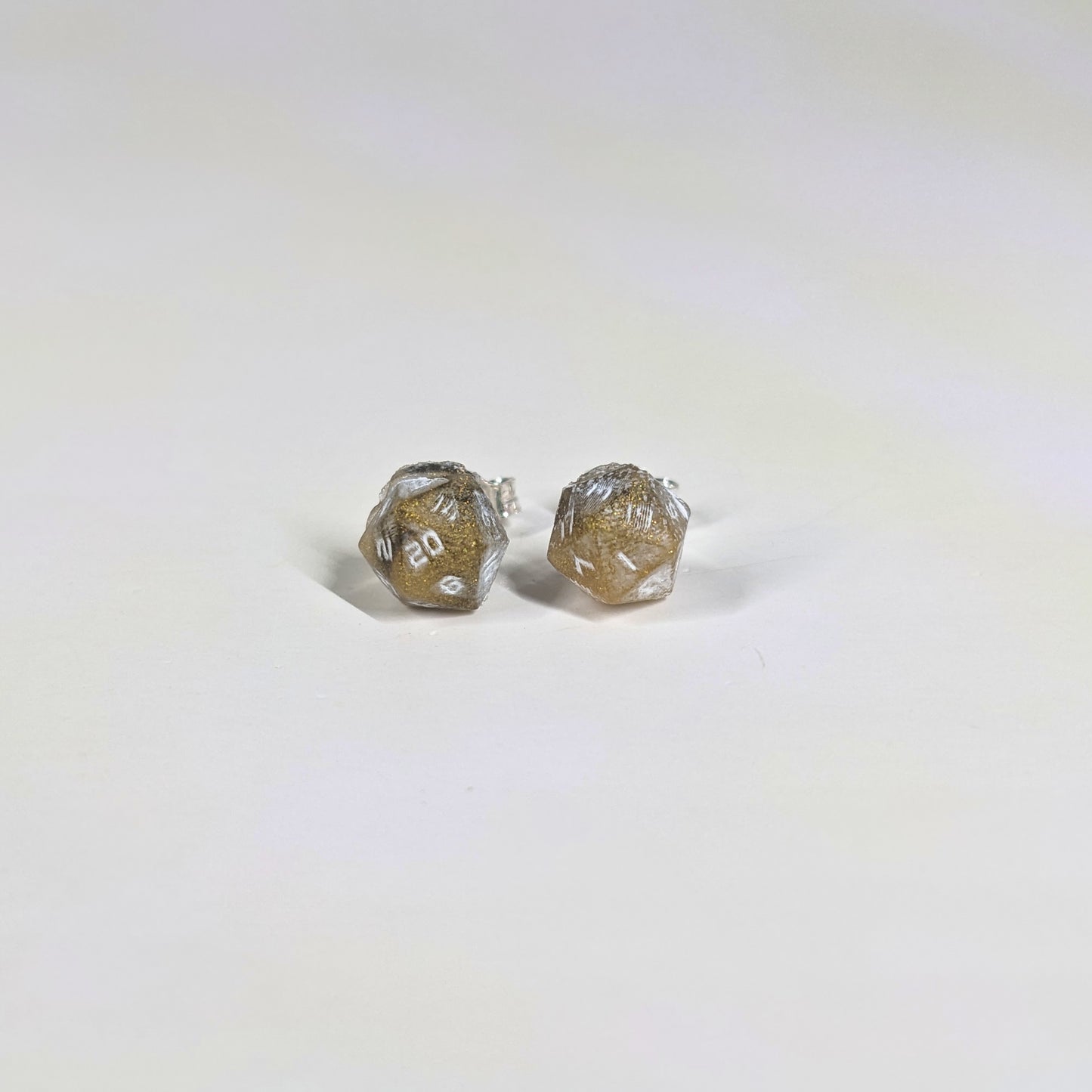 Golden Hex Stud Earrings Sterling Silver